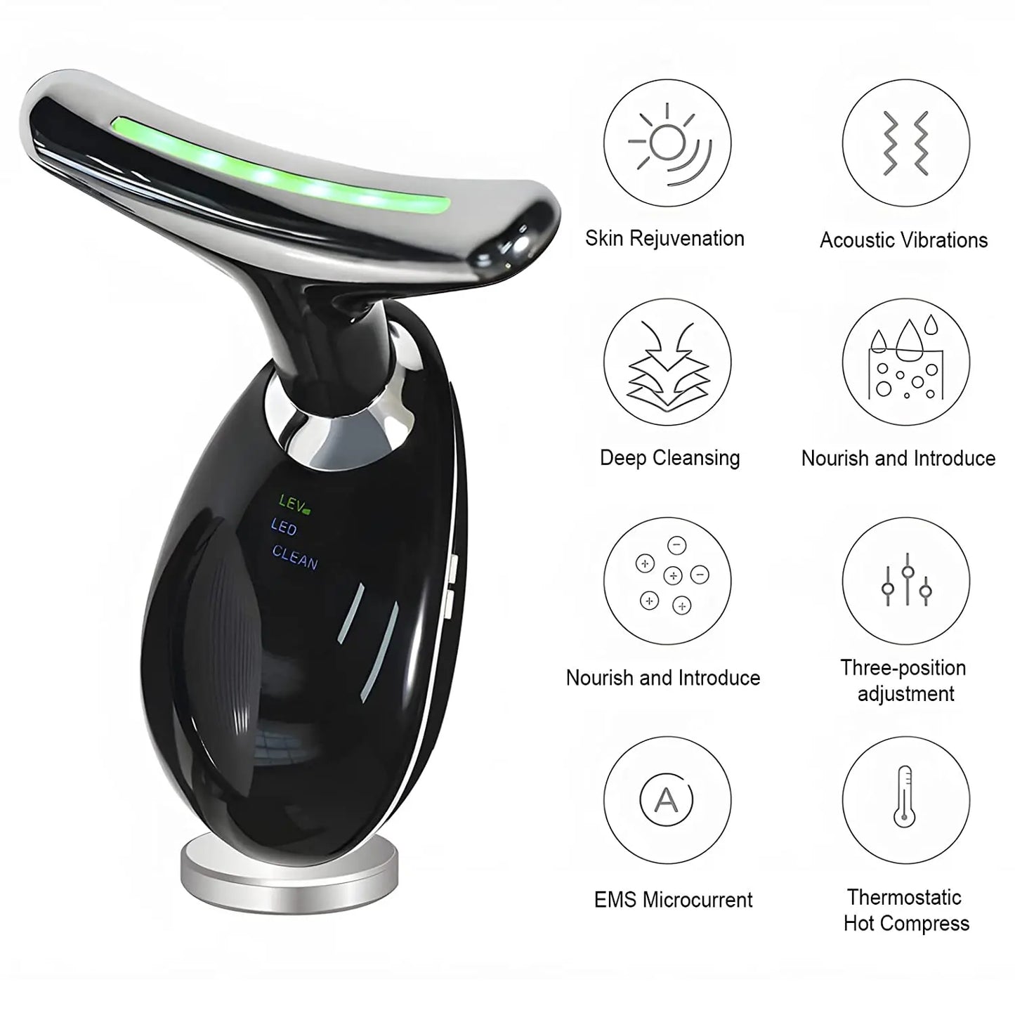 Massageador Facial LED Luz Vermelha IPL para Rejuvenescimento, Lifting e Redução de Queixo Duplo