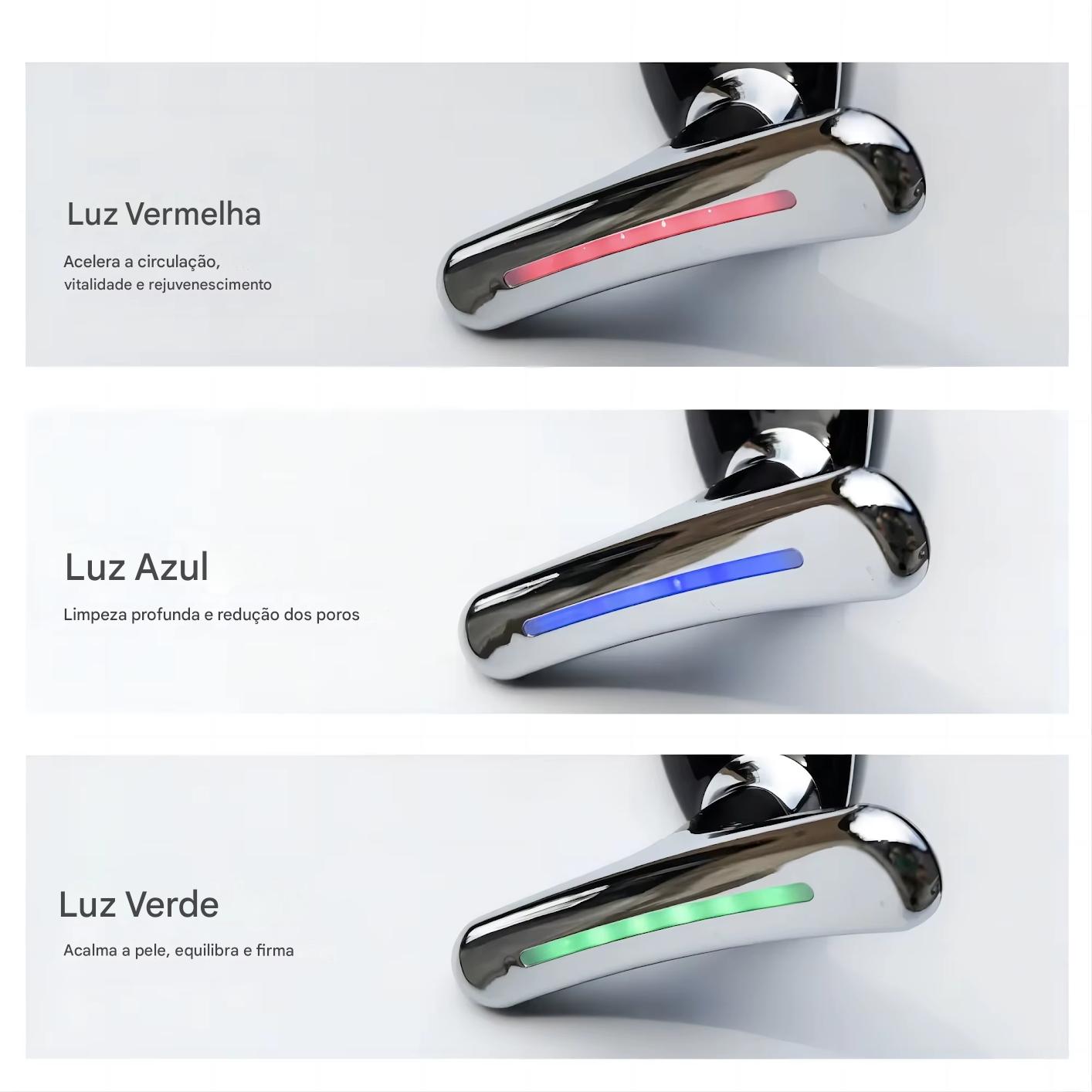 Massageador Facial LED Luz Vermelha IPL para Rejuvenescimento, Lifting e Redução de Queixo Duplo