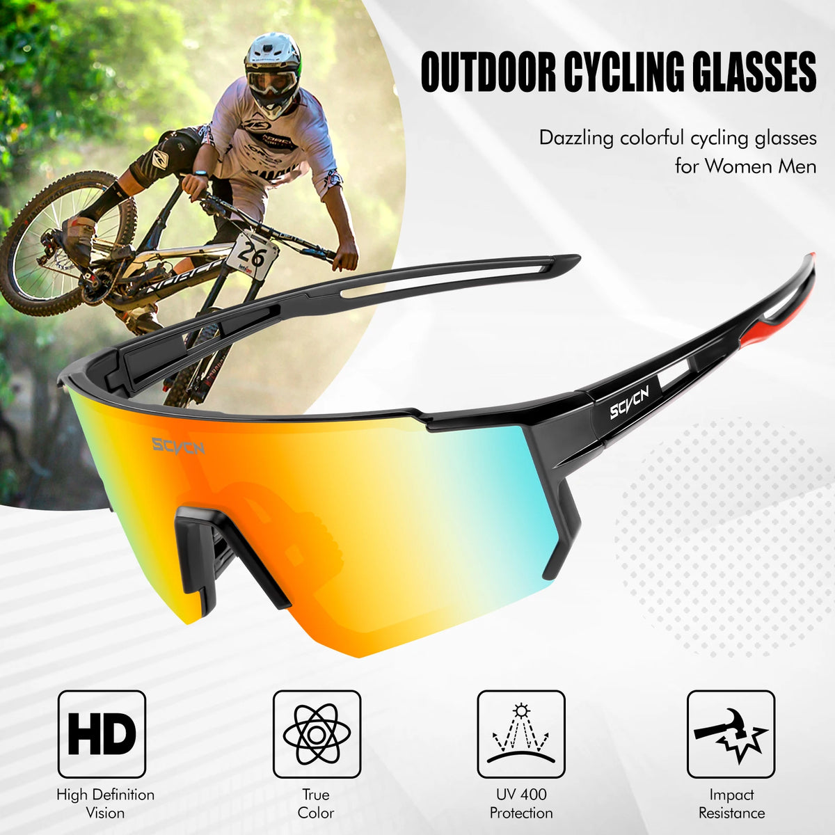 Óculos de Sol Esportivo SCVCN  UV400 para Ciclismo e Atividades ao Ar Livre