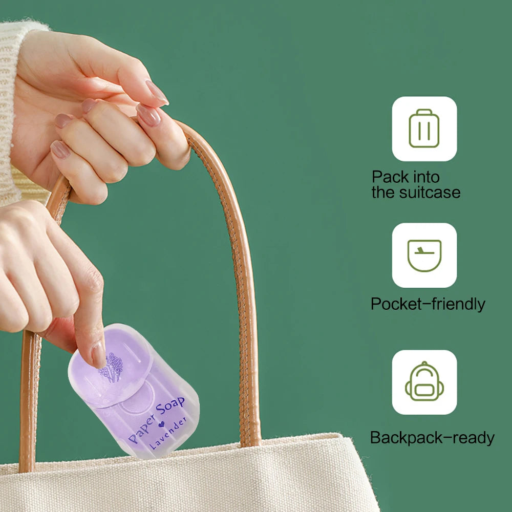 Sabonete Portátil em Folhas para Viagem – Limpeza Instantânea (50 folhas)
